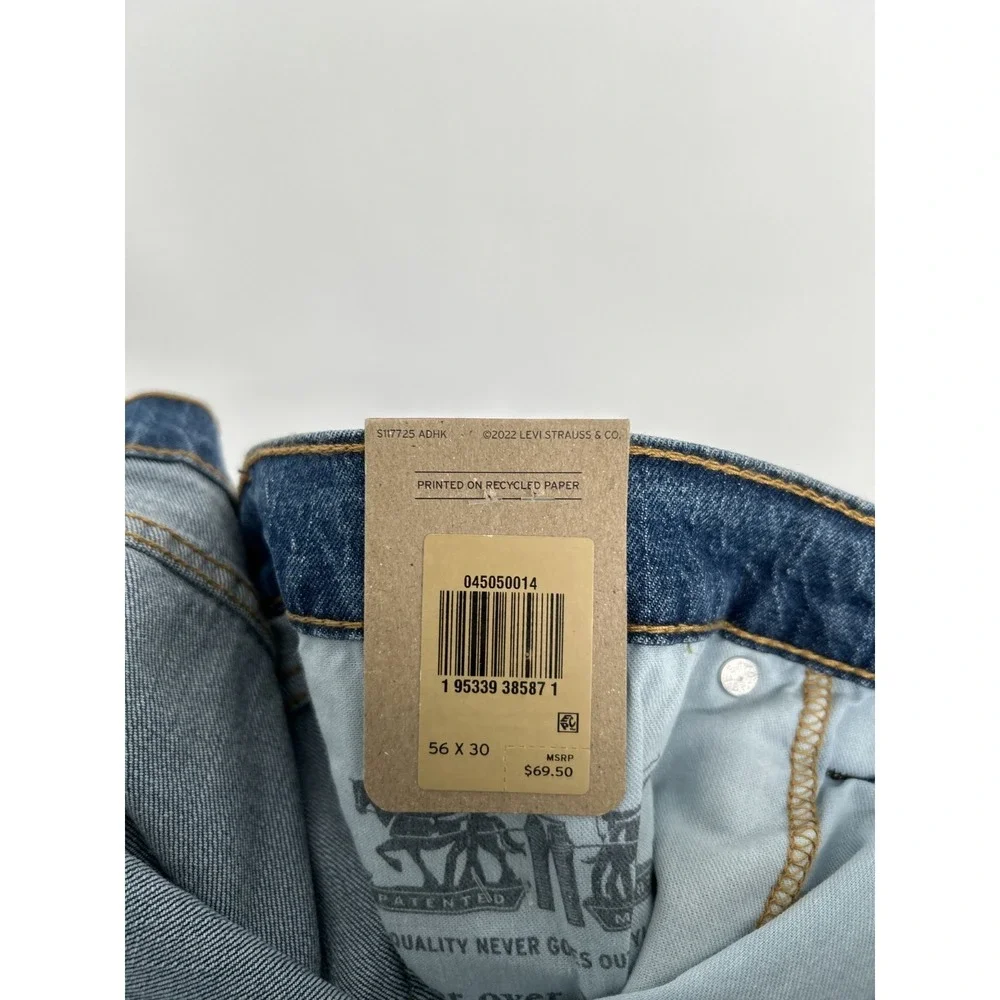 Levi's 505 Jeans Men's 56x30 Blue Denim Straight Leg Regular Stretch Medium Wash